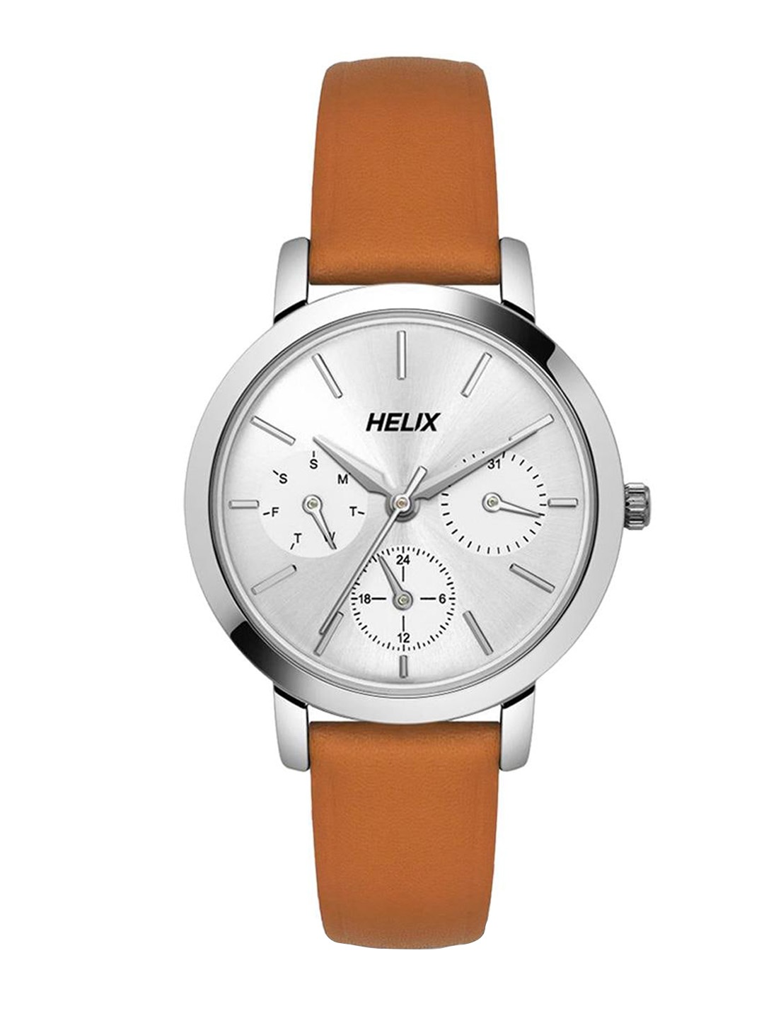 

Helix Women Leather Straps Analogue Watch TW024HL34, Silver