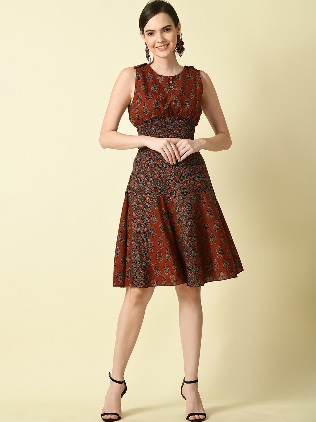 

Myshka Printed Top With Skirt Co-Ord, Rust