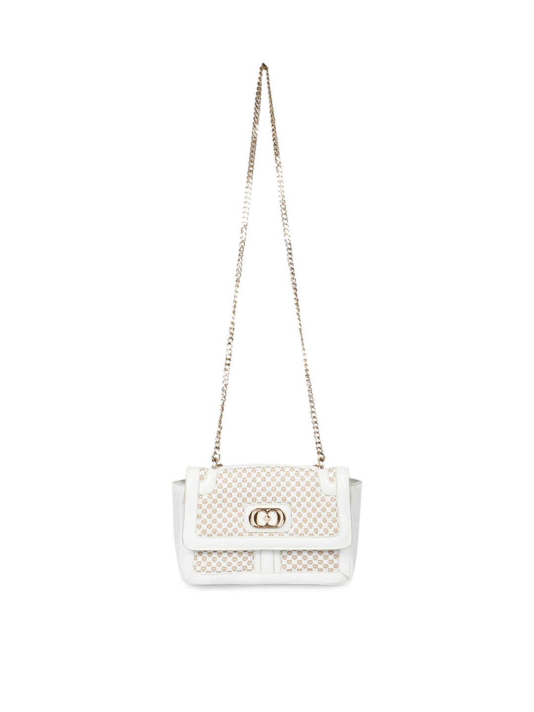 

Saint G Textured Leather Structured Sling Bag, White