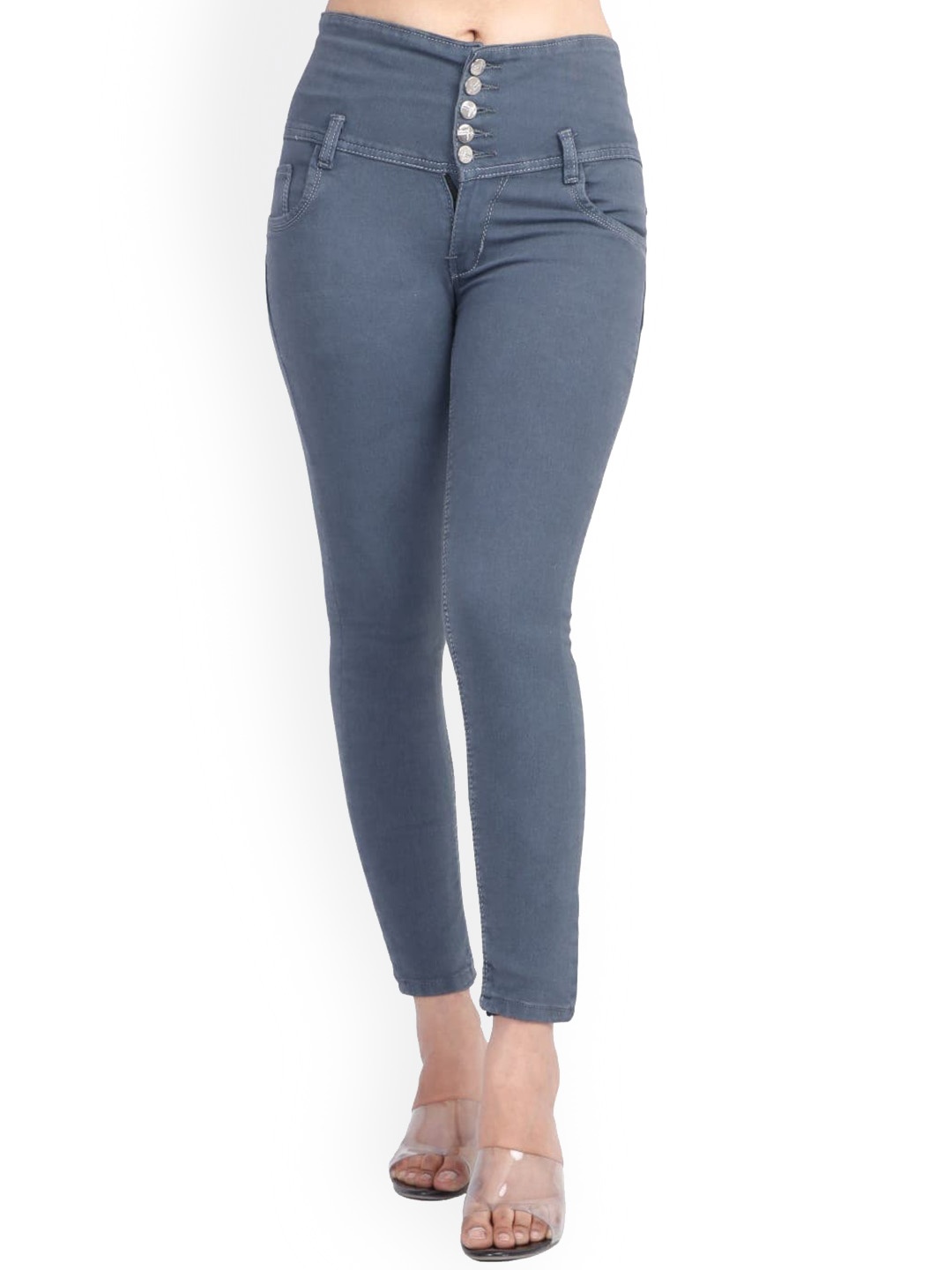 

BAESD Women Super Skinny Fit High-Rise Clean Look Stretchable Jeans, Grey