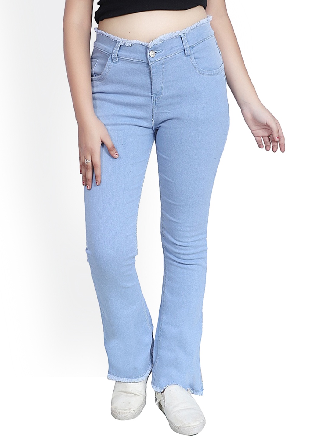 

BAESD Women Bootcut Mid-Rise Clean Look Stretchable Jeans, Blue