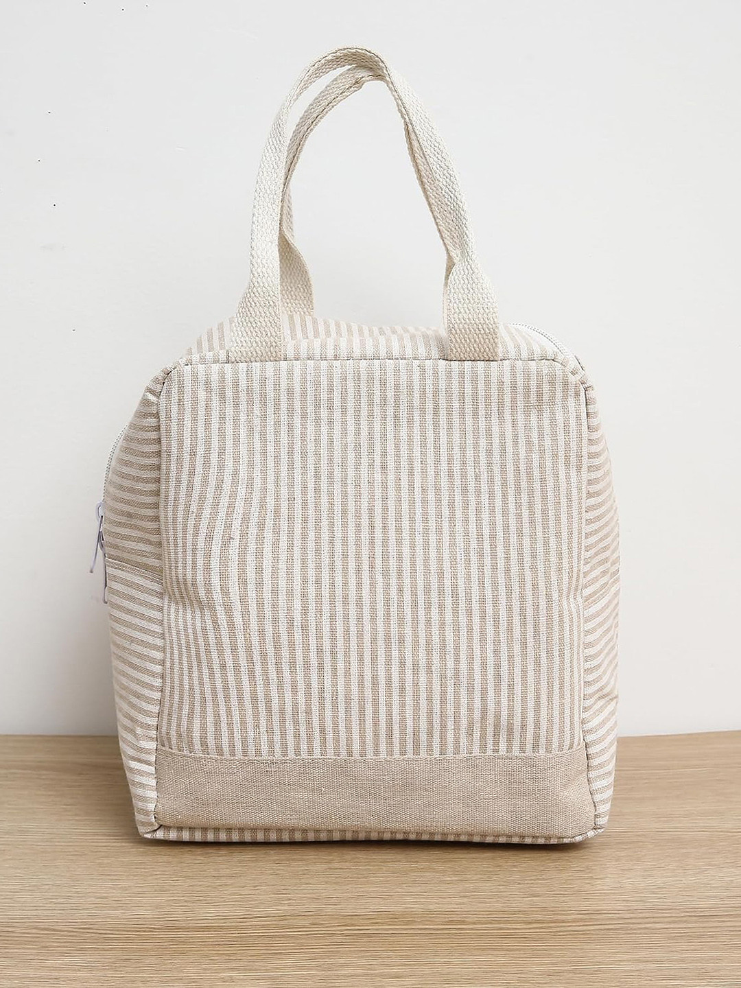 

HOUSE OF QUIRK Striped Cotton Linen Lunch Bags, White