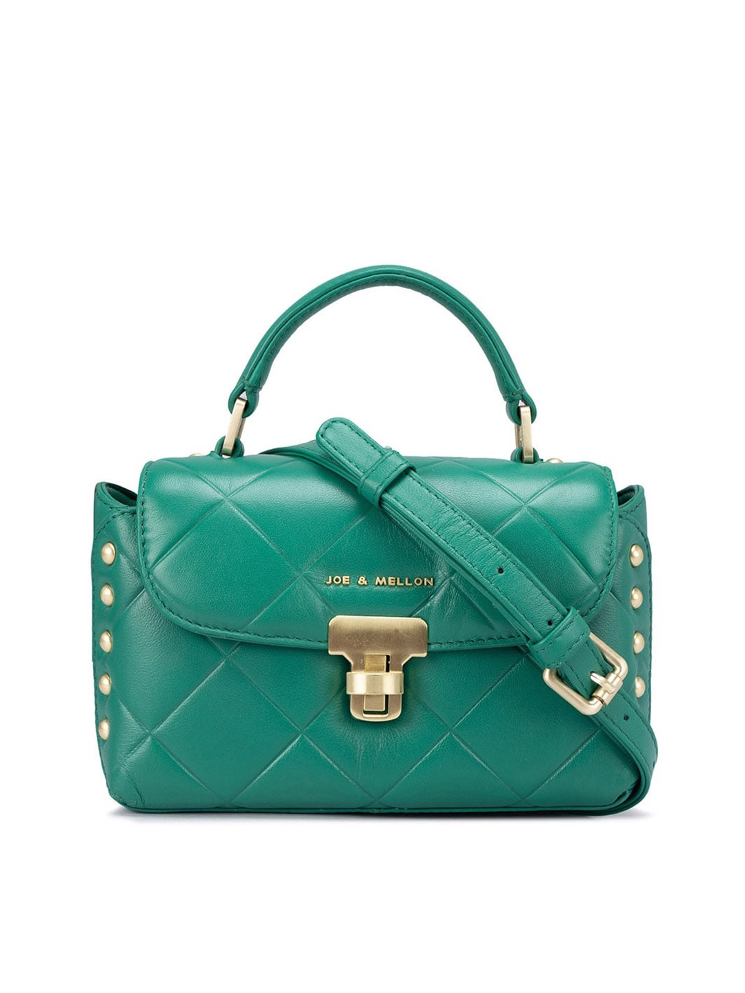 

Joe & Mellon Textured Leather Structured Satchel Bag, Green