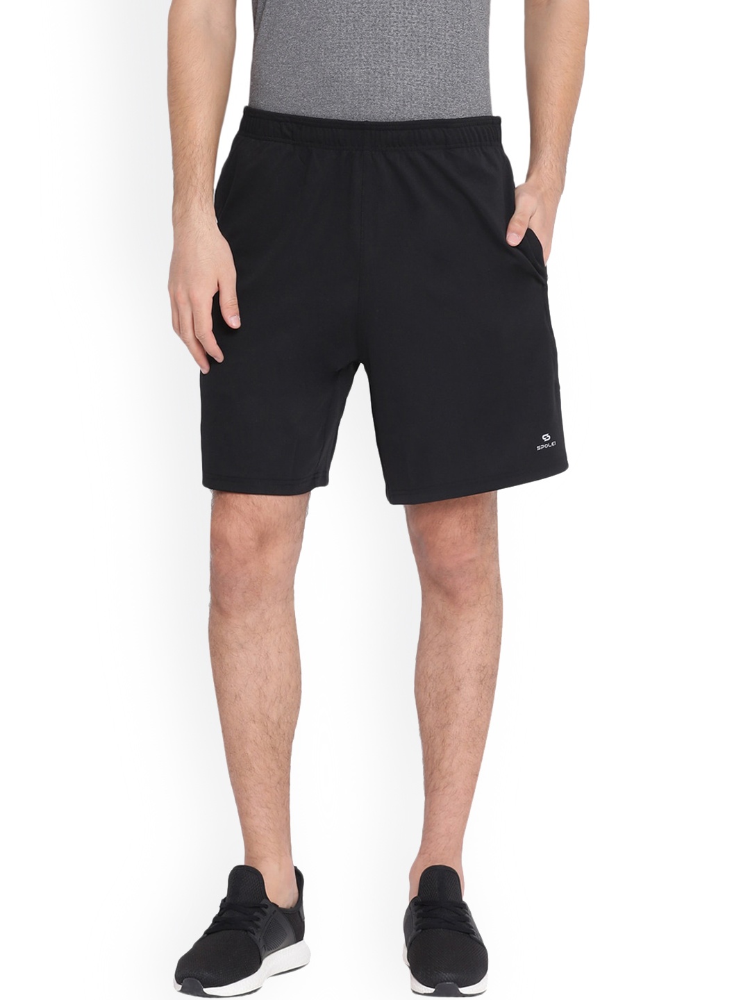 

Spolei Men Regular Fit Mid-Rise Sports Shorts, Black