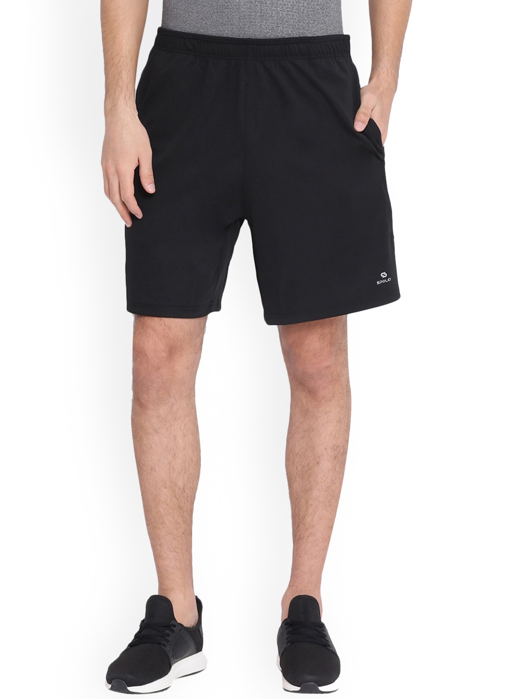 

Spolei Men Regular Fit Mid-Rise Sports Shorts, Black