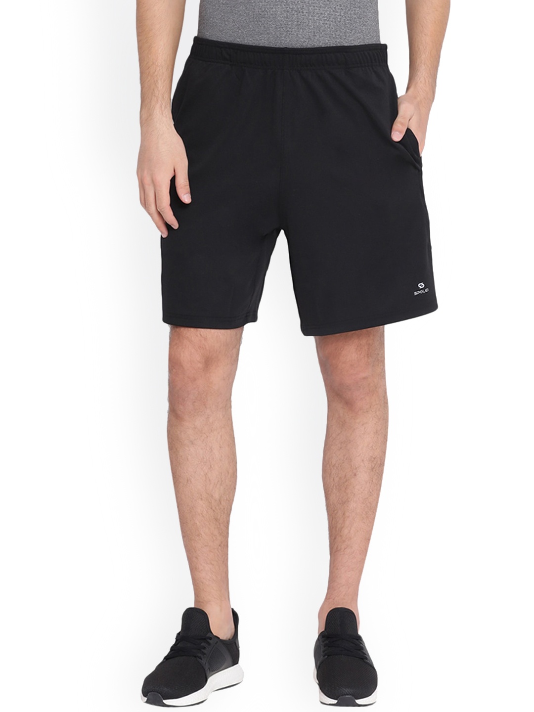 

Spolei Men Regular Fit Mid-Rise Sports Shorts, Black