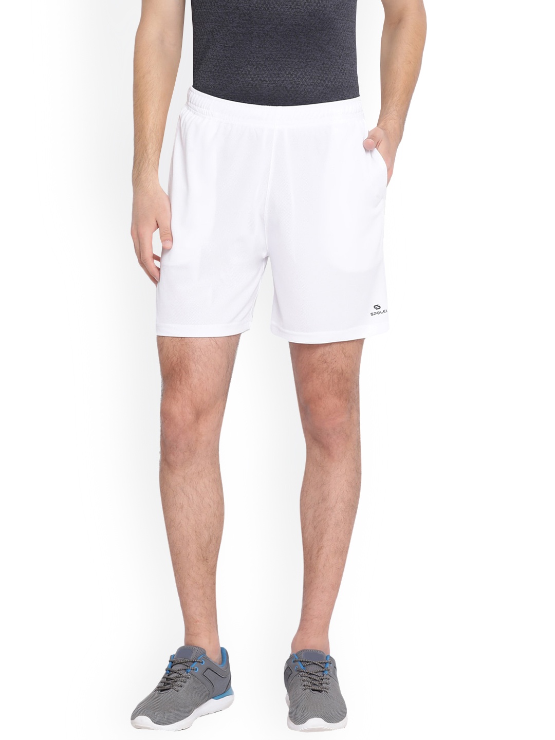 

Spolei Men Mid-Rise Training or Gym Sports Shorts, White