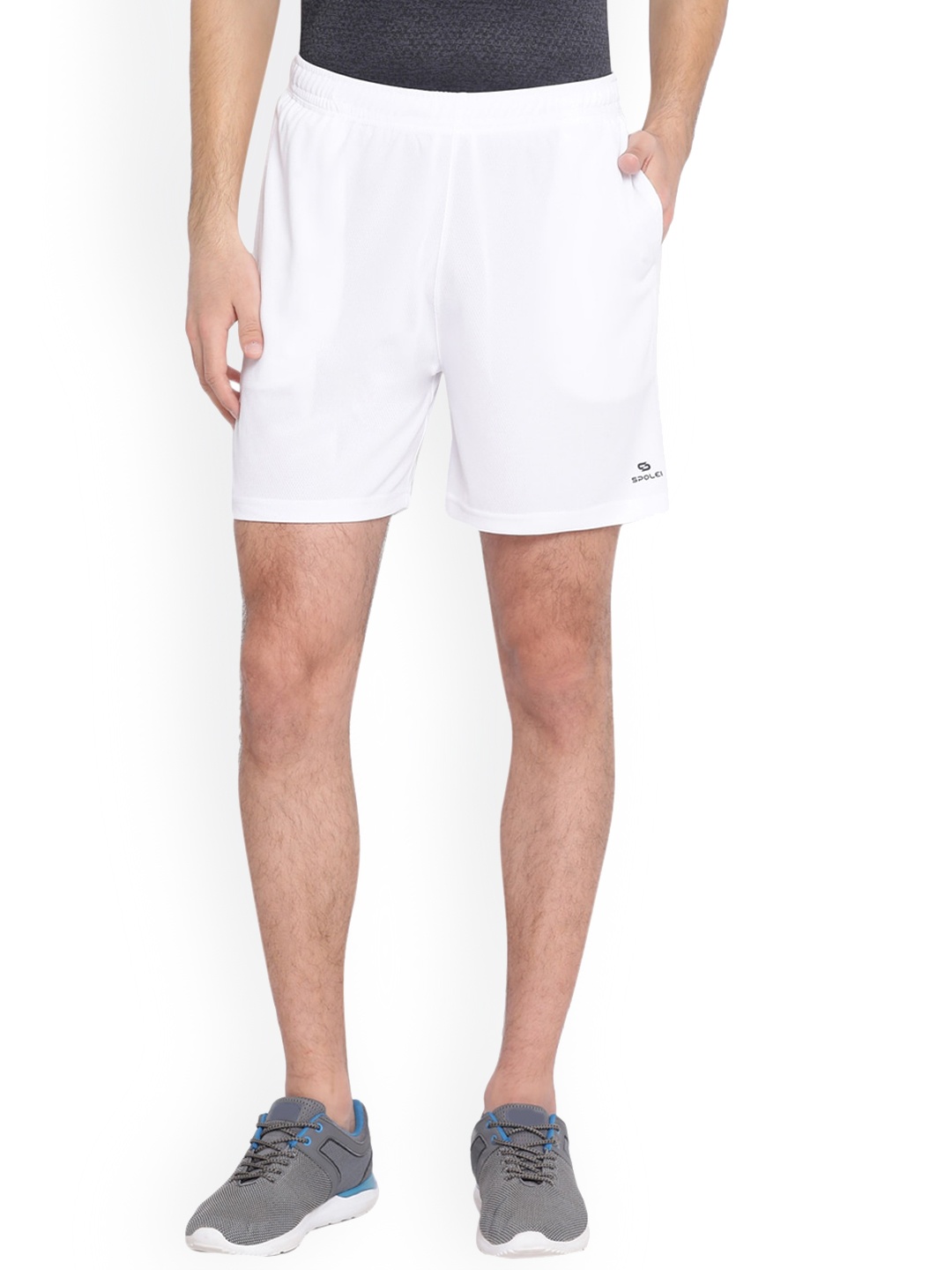 

Spolei Men Mid-Rise Training or Gym Sports Shorts, White