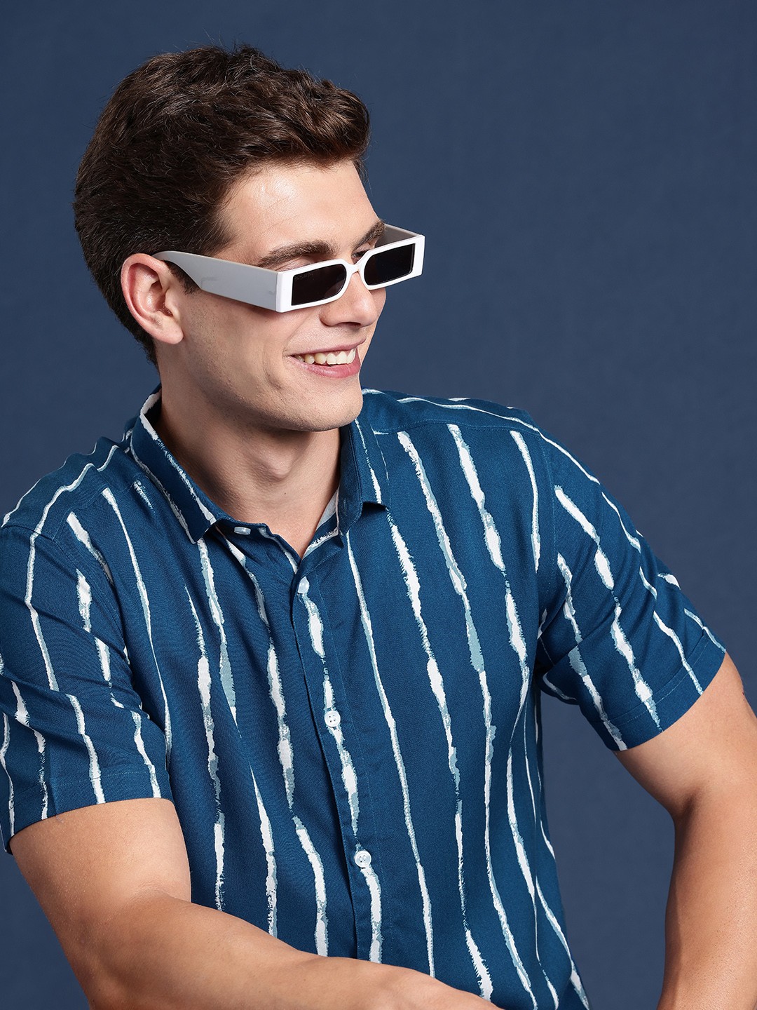 

Mast & Harbour Striped Casual Shirt, Blue