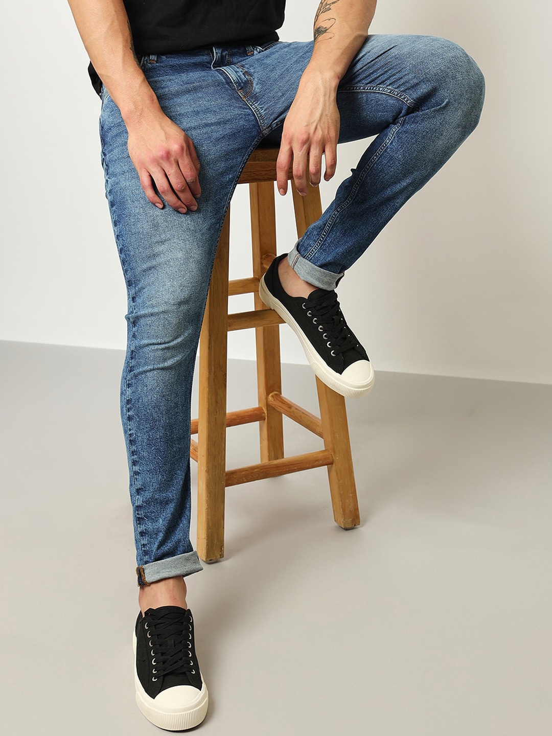 

Lee Men Bruce Skinny Fit Clean Look Heavy Fade Stretchable Jeans, Blue