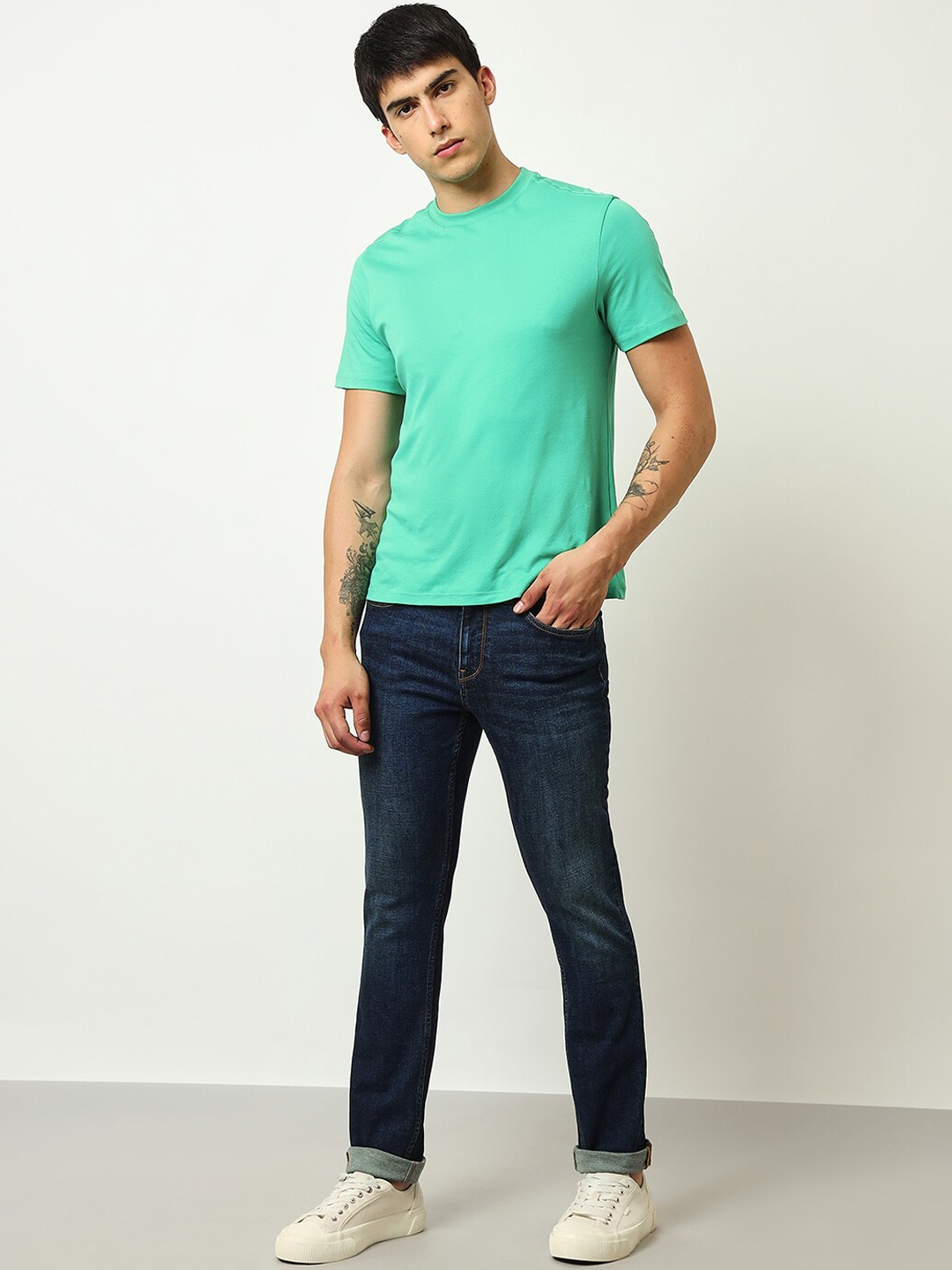 

Lee Men Mid-Rise Slim Fit Light Fade Stretchable Jeans, Blue