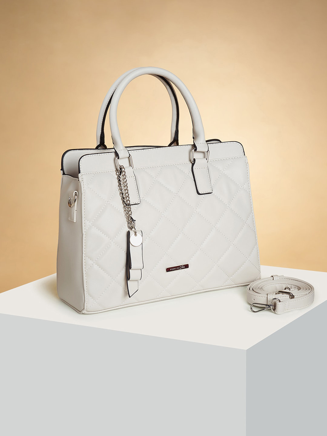 

Forever Glam by Pantaloons Structured Handheld Bag With Quilted, Off white