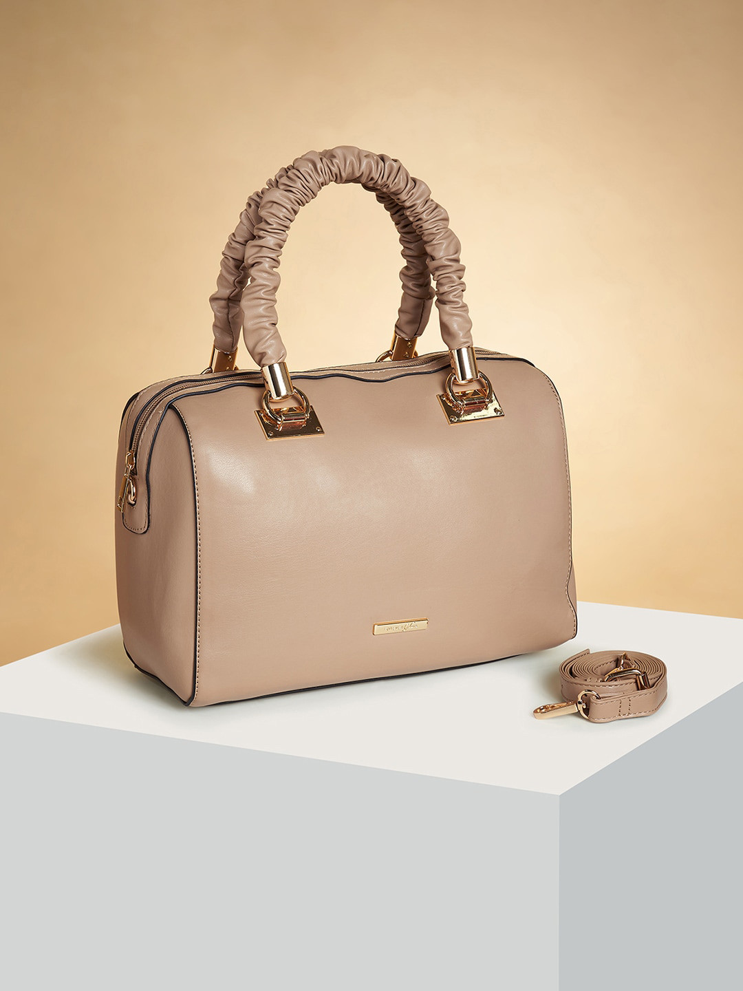 

Forever Glam by Pantaloons PU Structured Handheld Bag, Beige