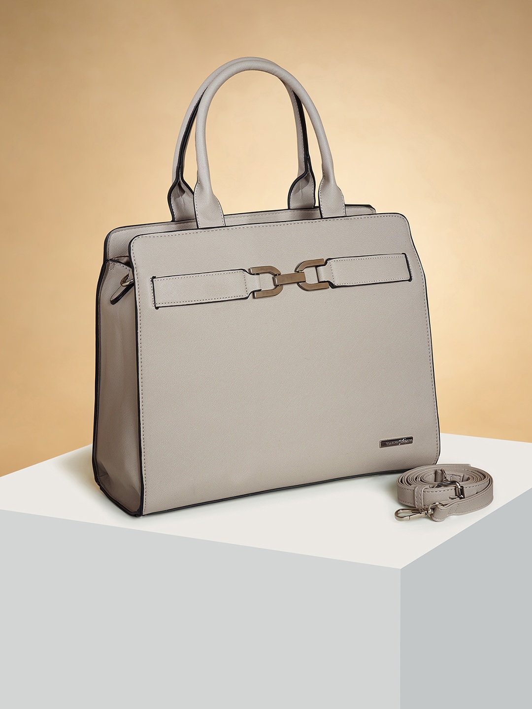 

Forever Glam by Pantaloons PU Structured Handheld Bag, Grey