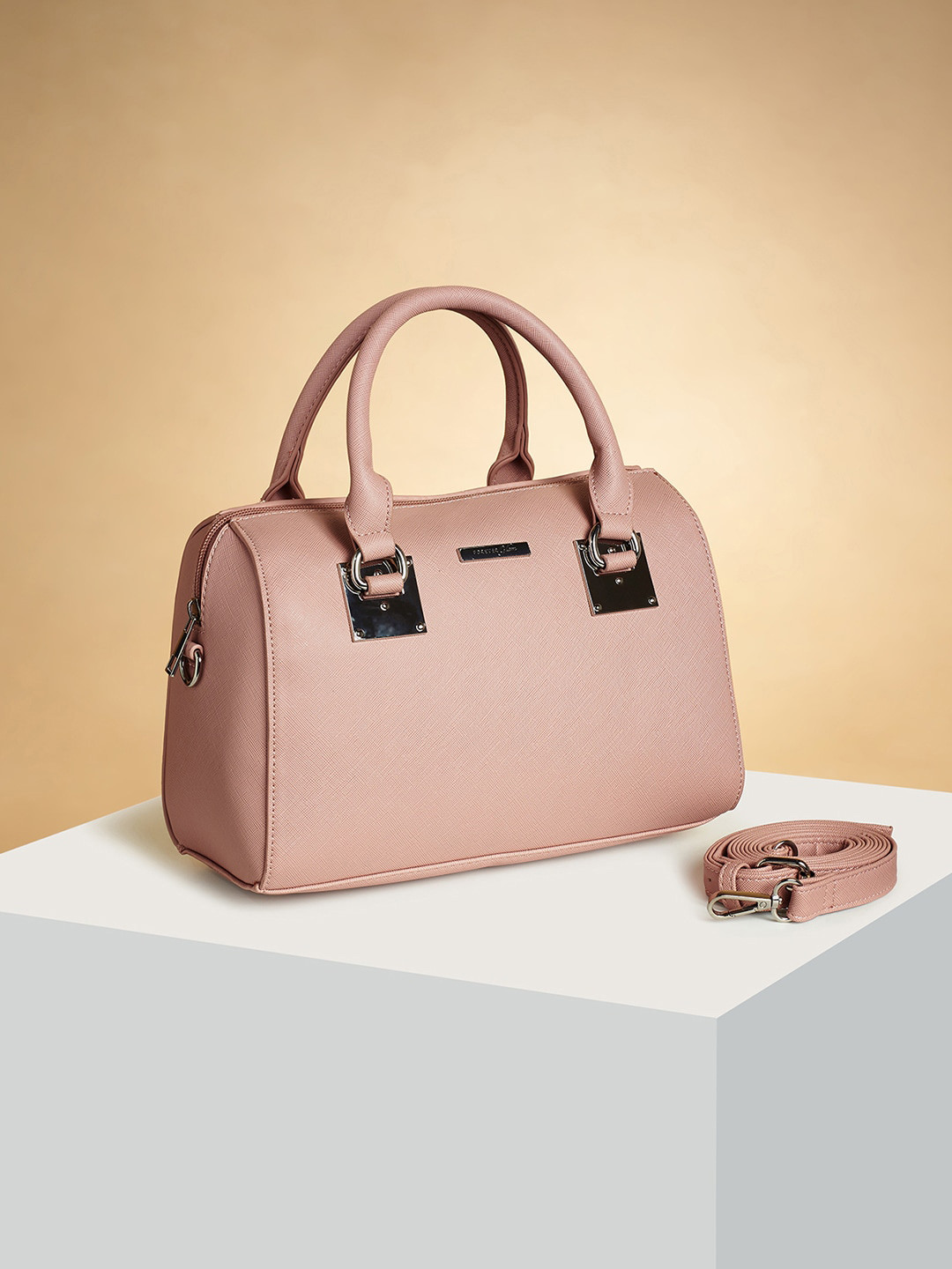

Forever Glam by Pantaloons PU Structured Handheld Bag, Pink
