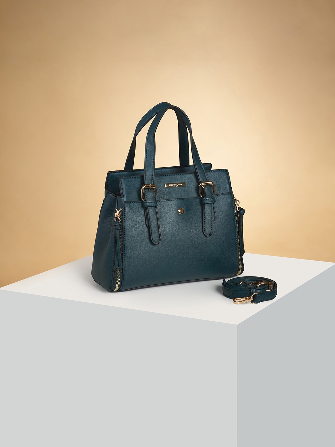 

Forever Glam by Pantaloons PU Structured Handheld Bag, Teal