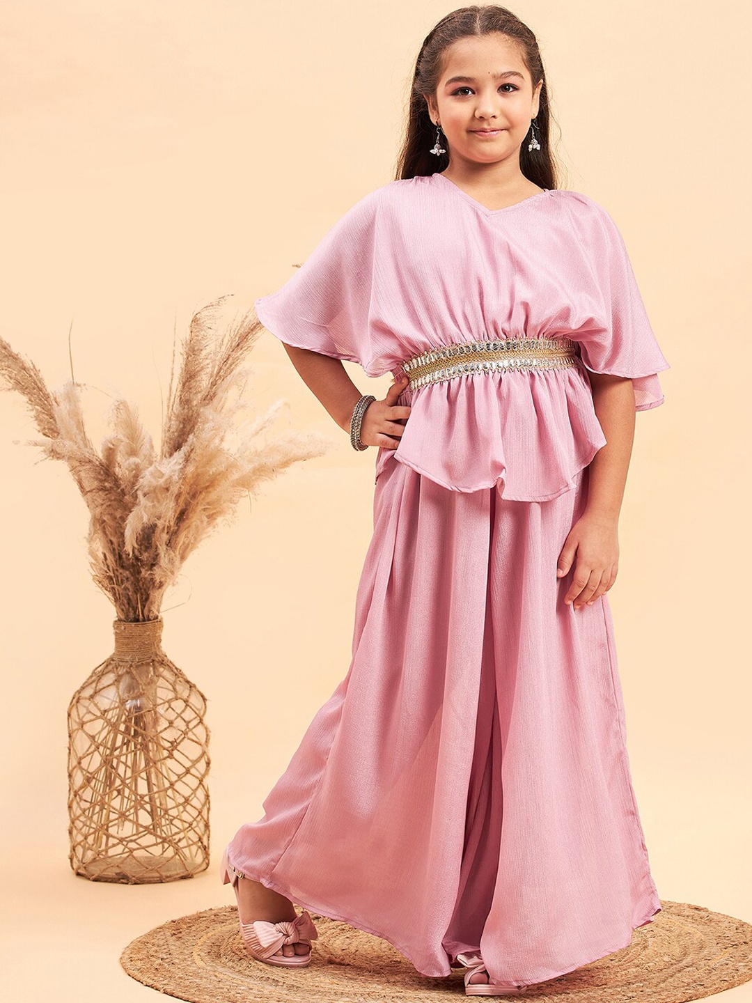 

Stylo Bug Girls Embellished Top With Palazzos, Pink