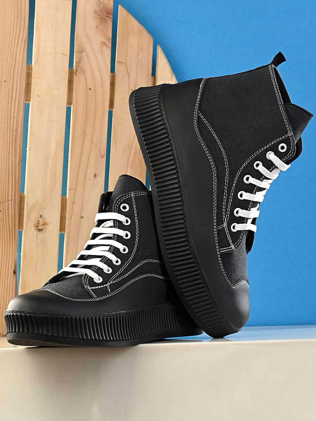 

AIRBELL Men Comfort Insole Mid-Top Sneakers, Black