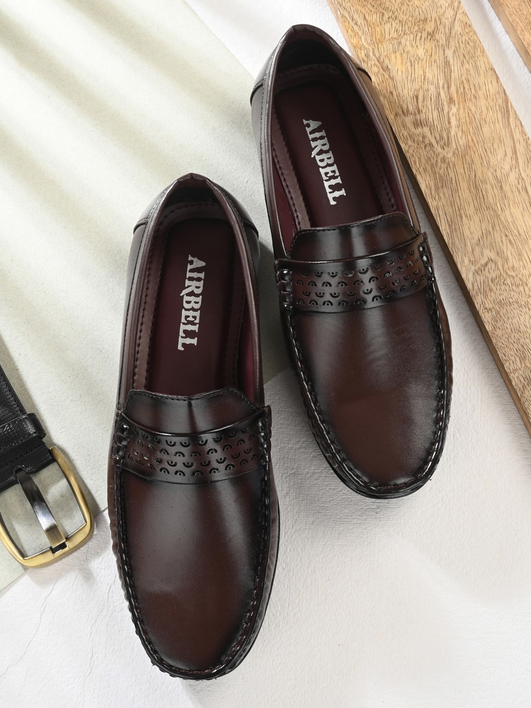 

AIRBELL Men Slip On Loafers, Brown