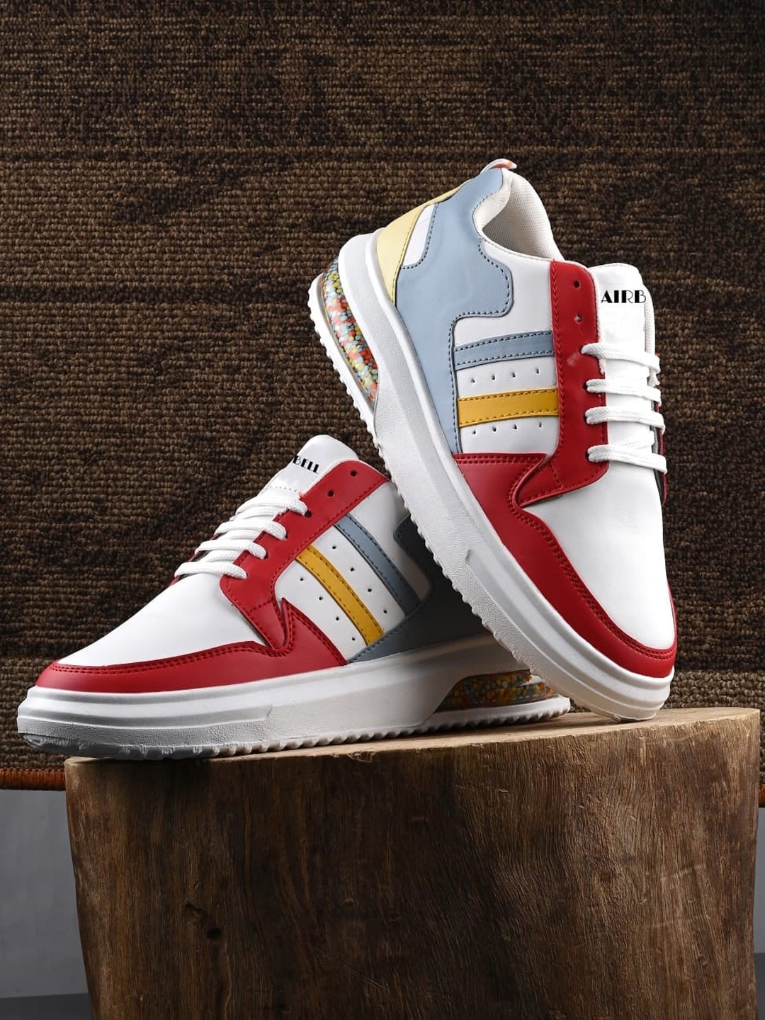 

AIRBELL Men Colourblocked Lace-Ups Sneakers, Red