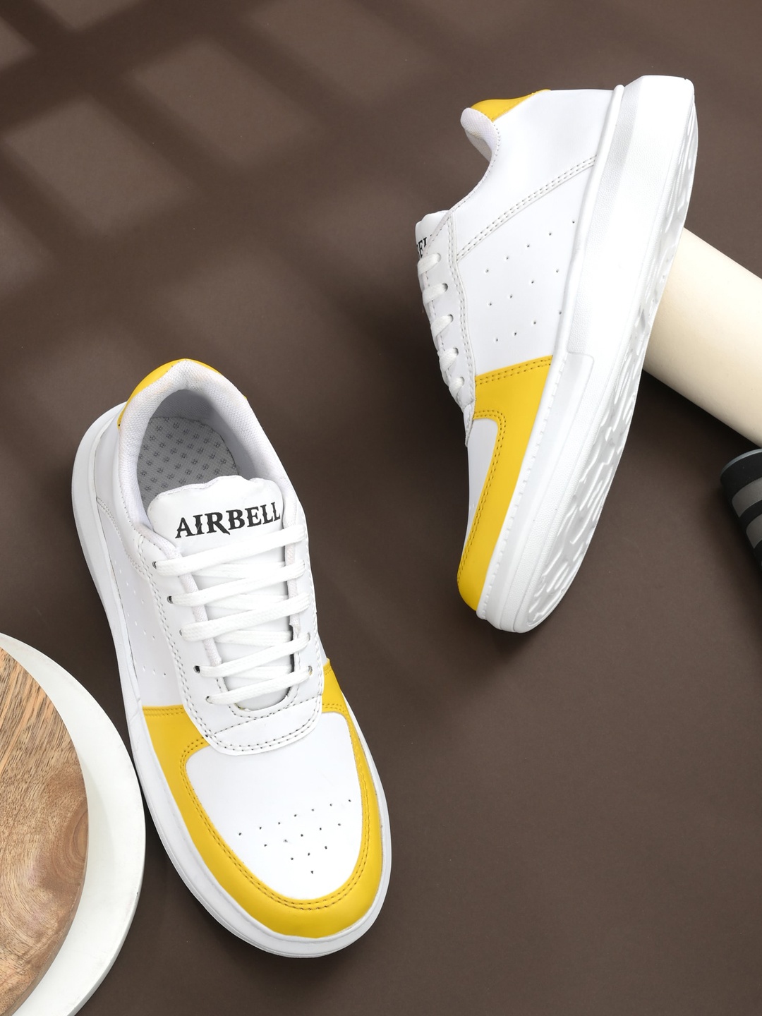 

AIRBELL Men Colourblocked Lace Ups Sneakers, Yellow