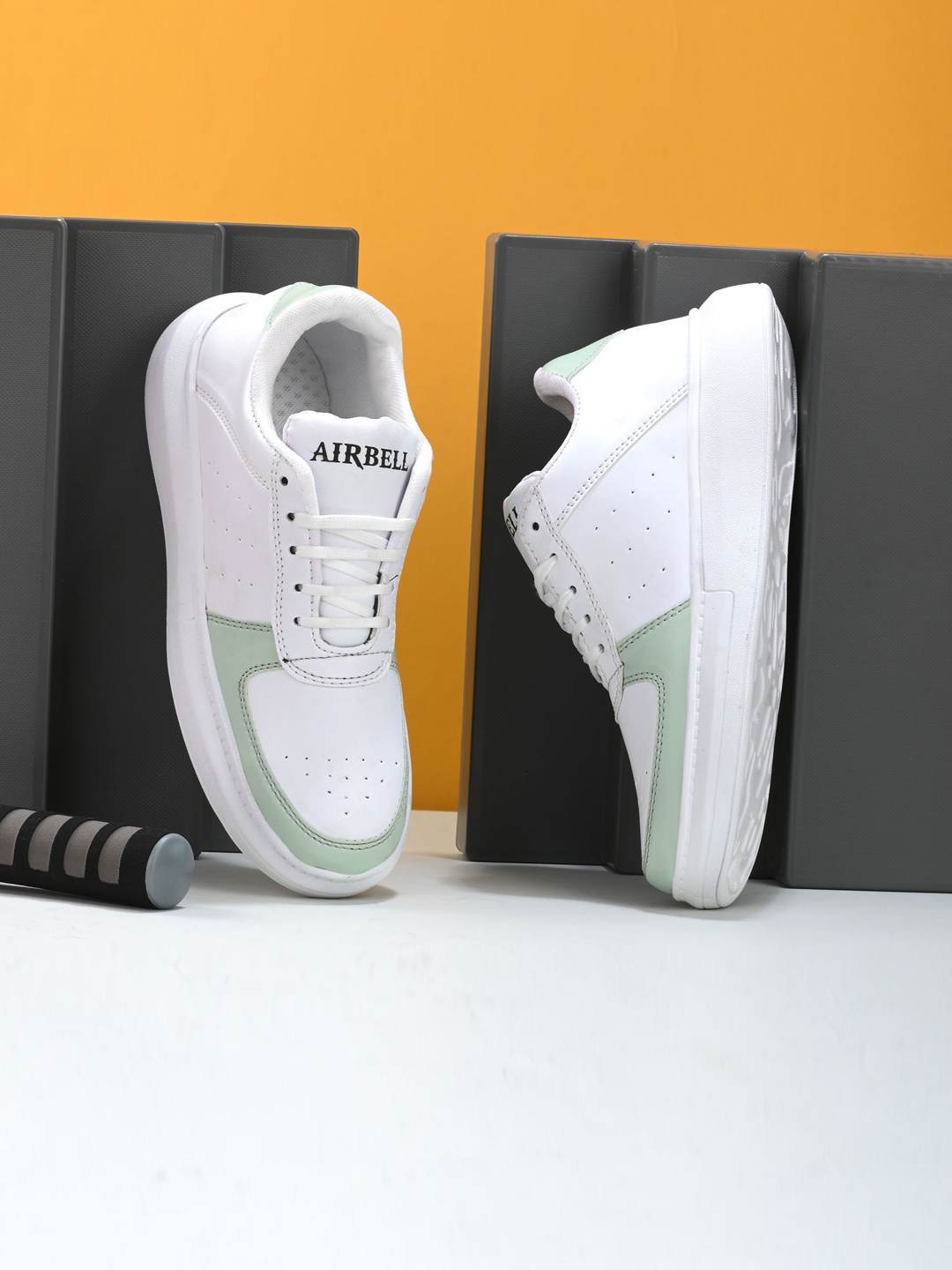 

AIRBELL Men Perforated Lace-Up Sneakers, White
