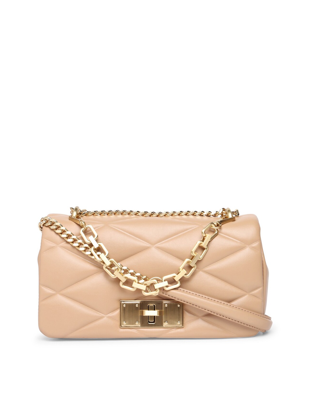 

ALDO Textured Quilted Structured Sling Bag, Beige