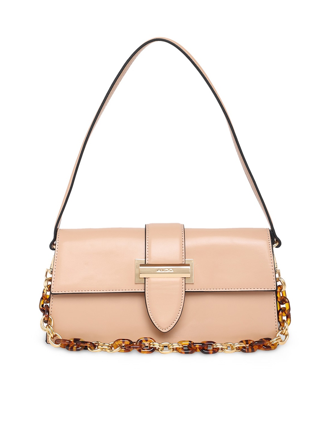 

ALDO Buckle Detail Structured Shoulder Bag, Beige