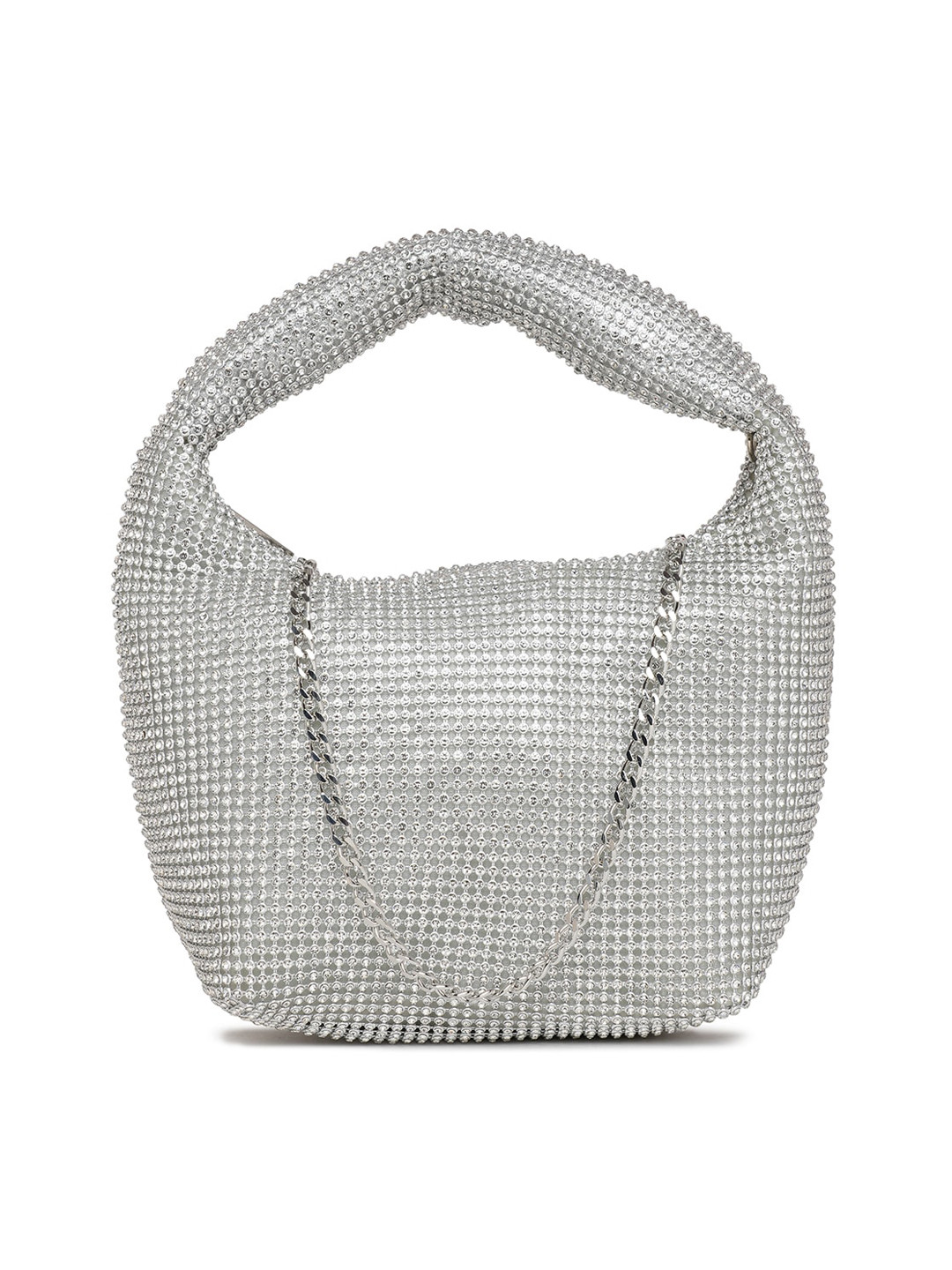 

ALDO Embellished Structured Hobo Bag, Silver
