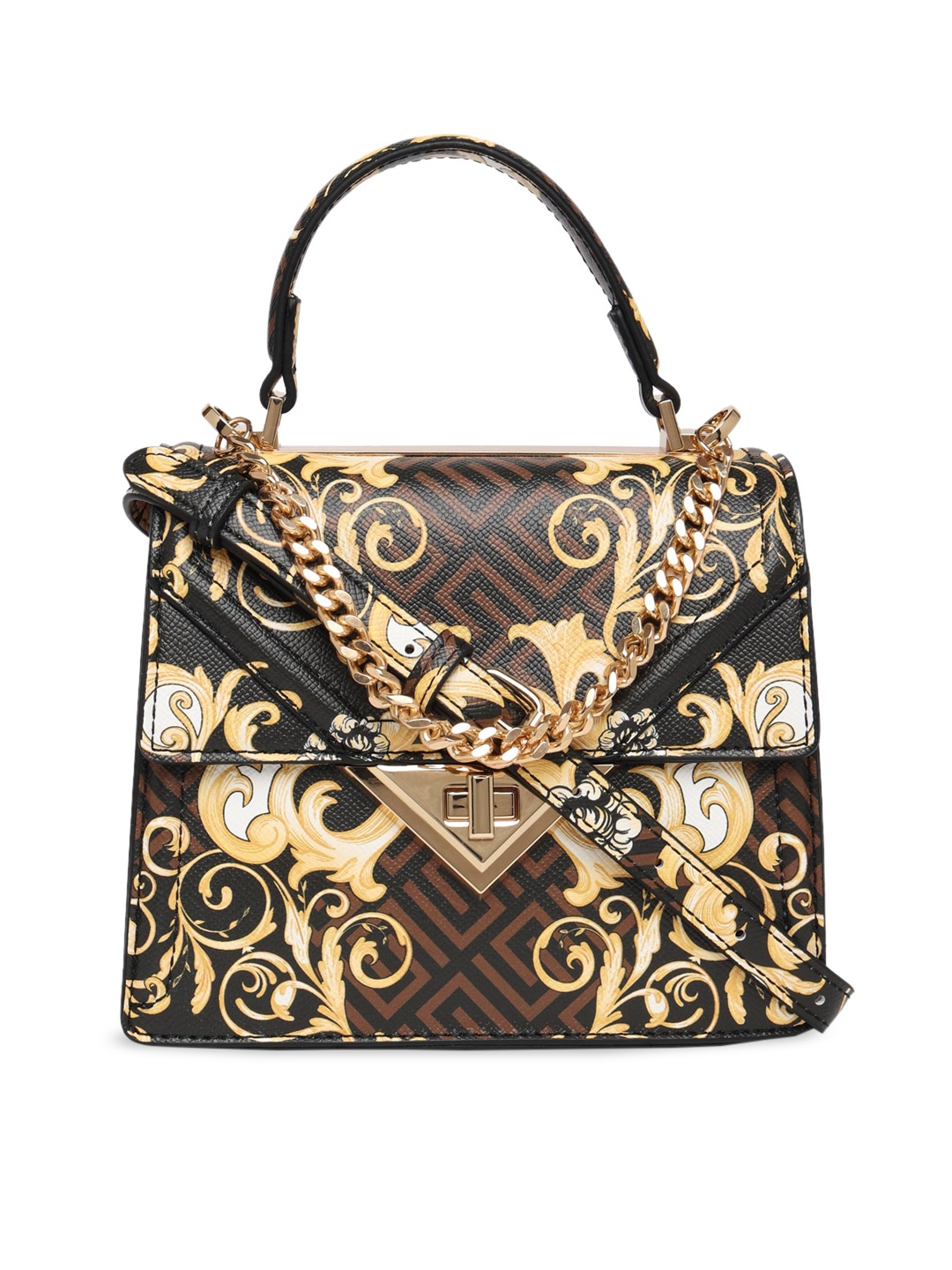 

ALDO Textured Structured Satchel with Applique, Brown