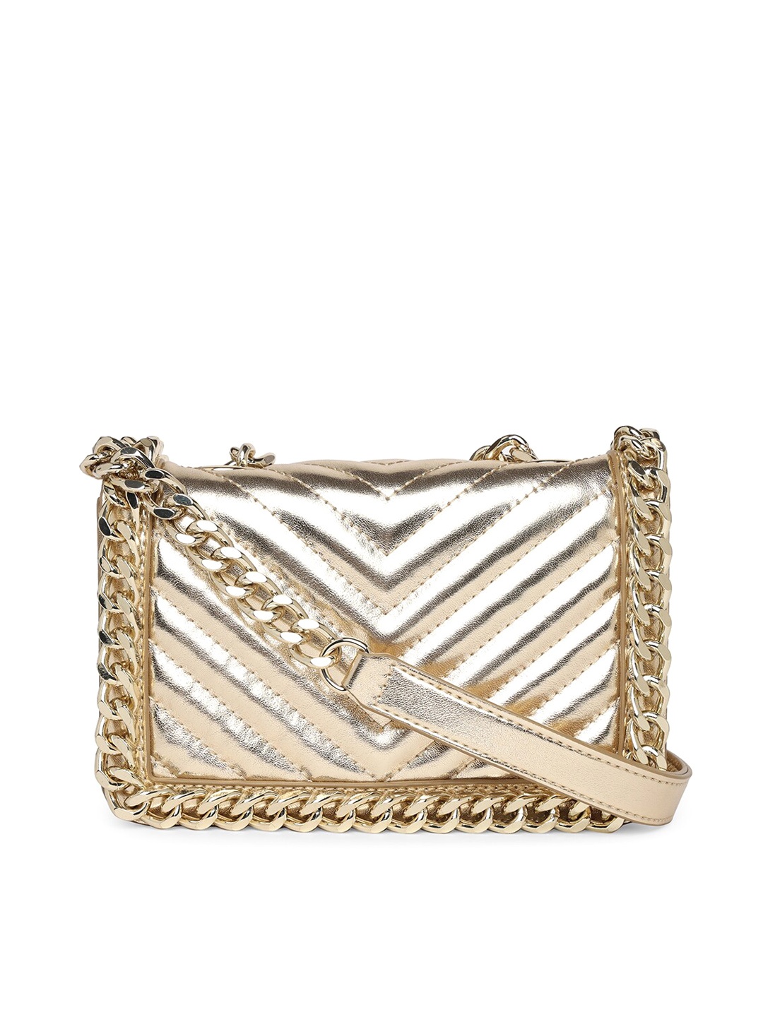 

ALDO Textured Quilted Structured Satchel Handbag, Gold