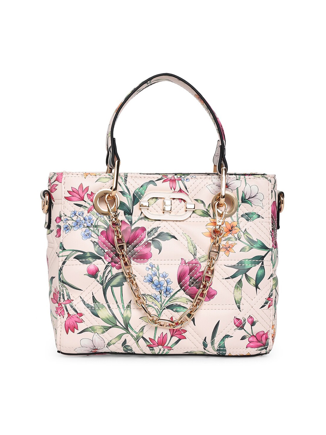 

ALDO Floral Printed Quilted Structured Handheld Bag, Pink