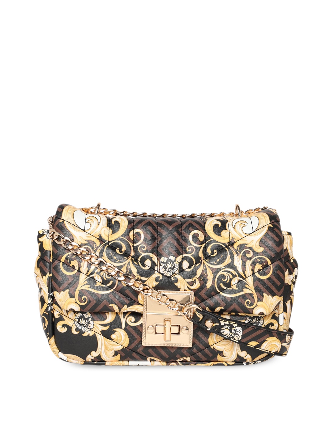 

ALDO Multicoloured Floral Printed Structured Sling Bag, Brown