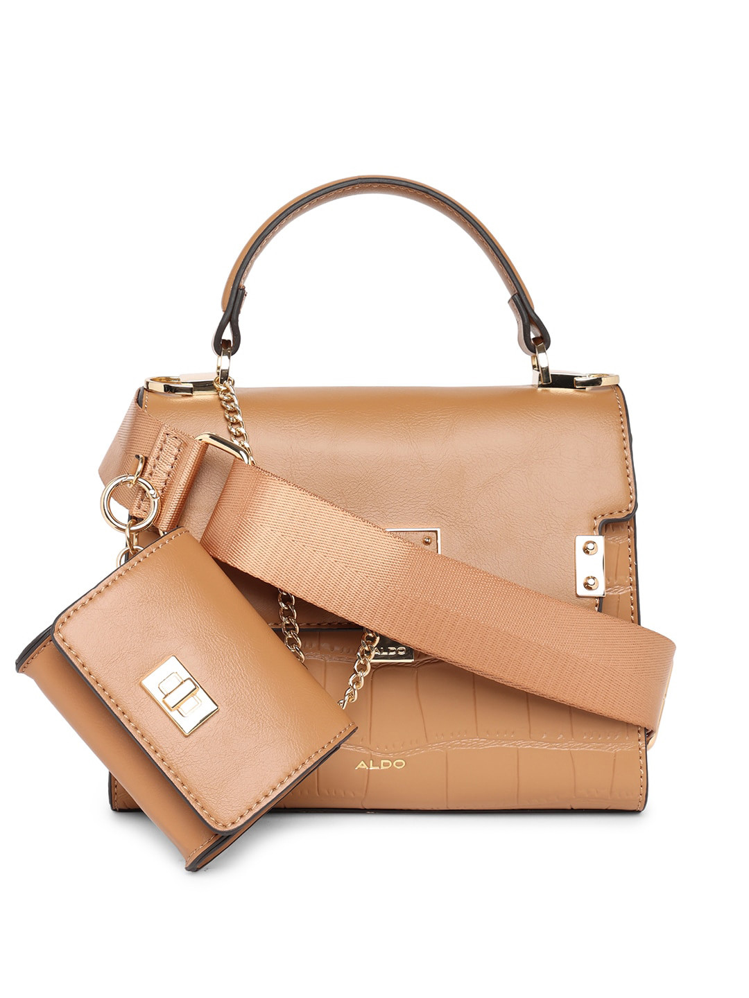 

ALDO Structured Satchel With A Pouch, Brown