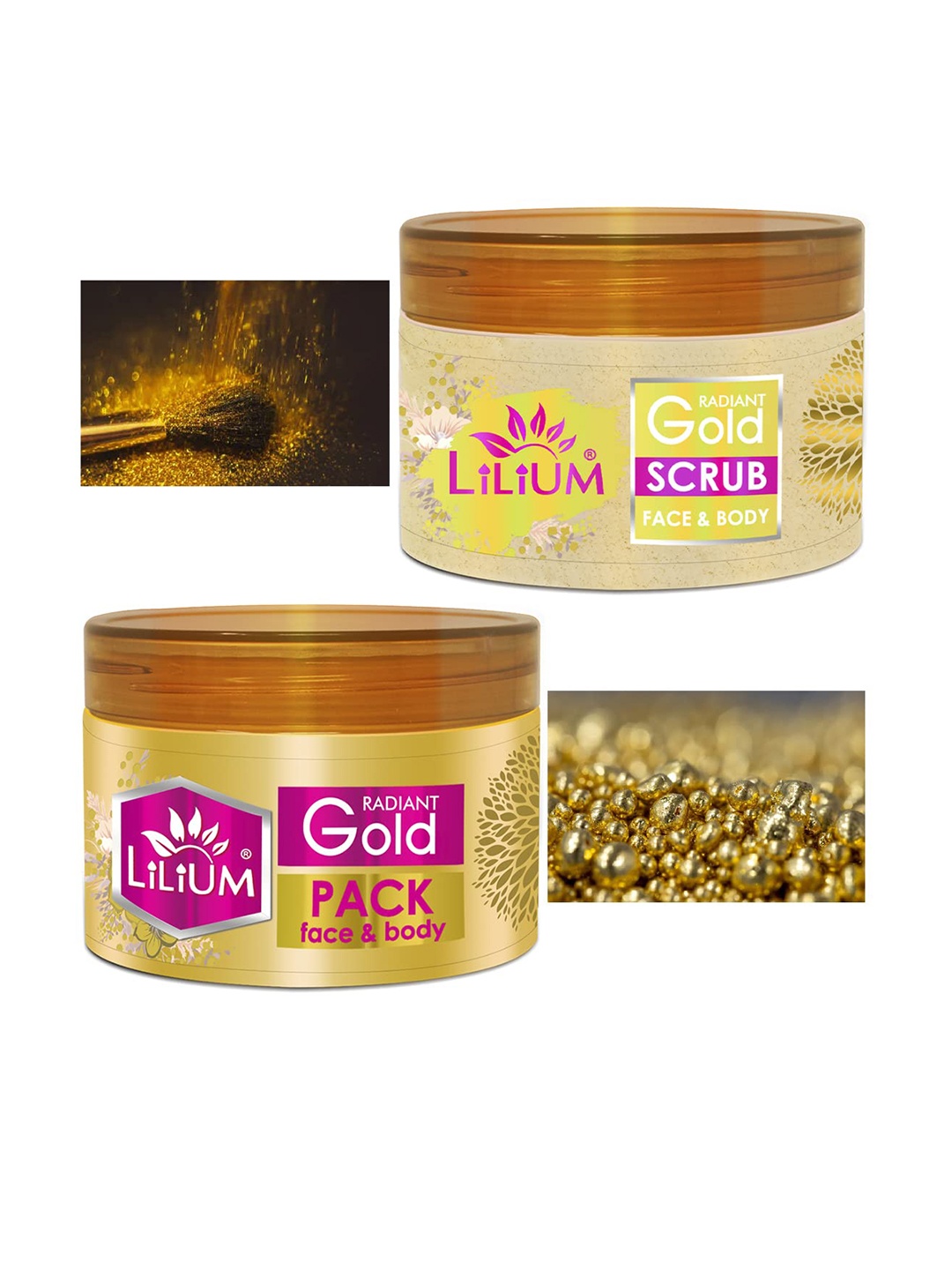 

Lilium Radiant Gold Set Of 2 Face & Body Scrub & Pack- 250g Each, Na