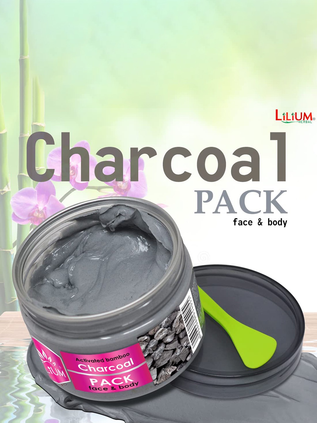 

Lilium Pack Of 2 Charcoal Face & Body Pack For Fairer & Clearing Skin, Grey