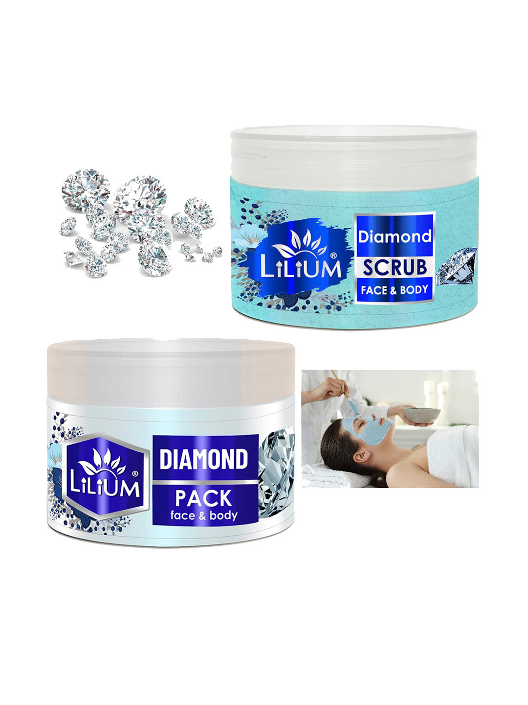 

Lilium Diamond Set Of 2 Face & Body Scrub & Pack-250g Each, Na