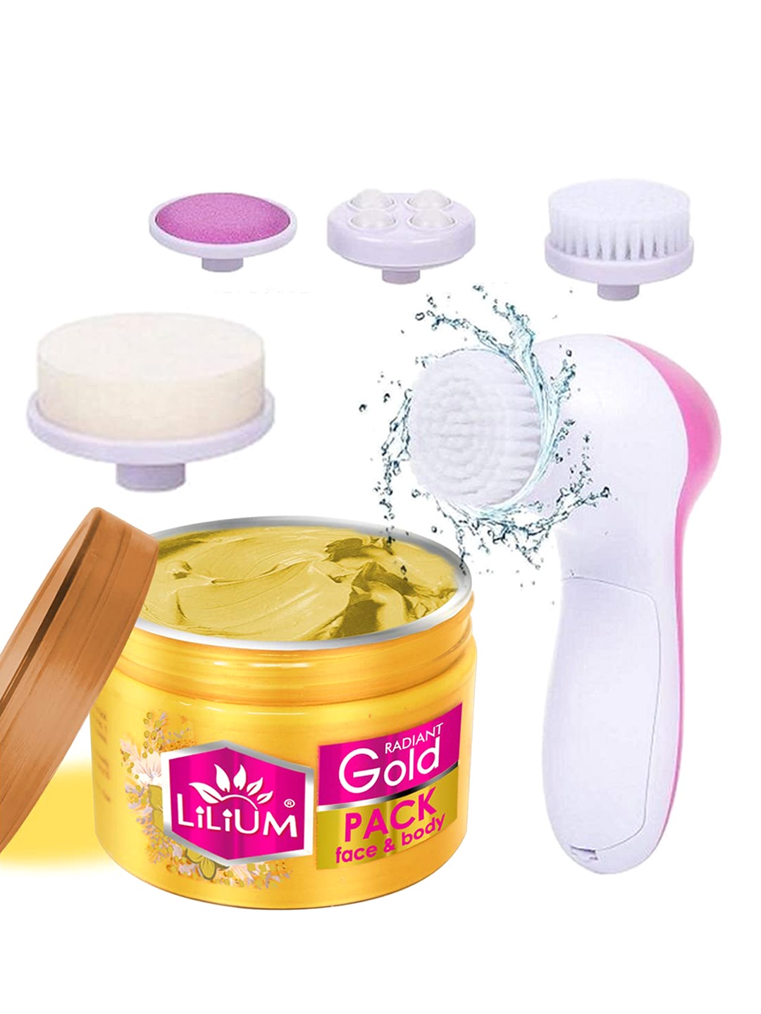 

Lilium Set of Gold Face & Body Pack - 250 g & Multifunction 5-in-1 Massager, White