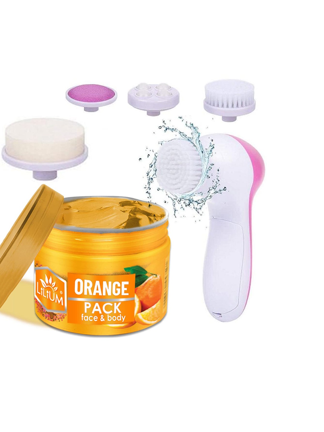 

Lilium Set Of Orange Face Pack & Multifunction 5in1 Massager - 250g, Na
