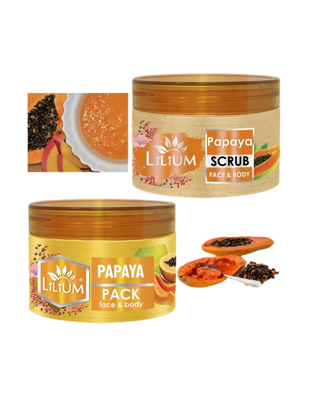 

Lilium Set Of 2 Papaya Scrub & Face Pack - 250g Each, Na