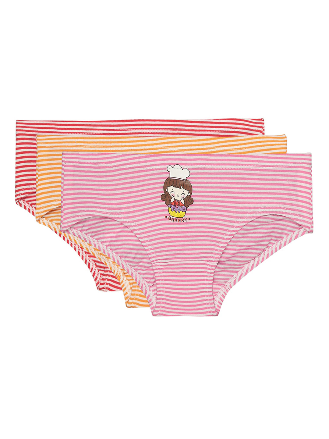 

Bodycare Kids Girls Pack Of 3 Assorted Cotton Basic Briefs