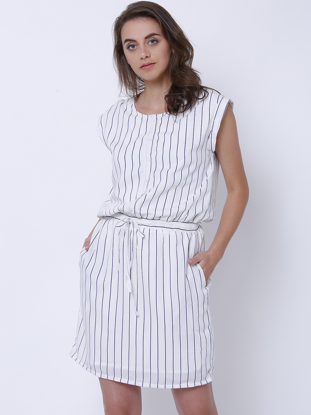 

Tokyo Talkies Women White Printed Blouson Dress