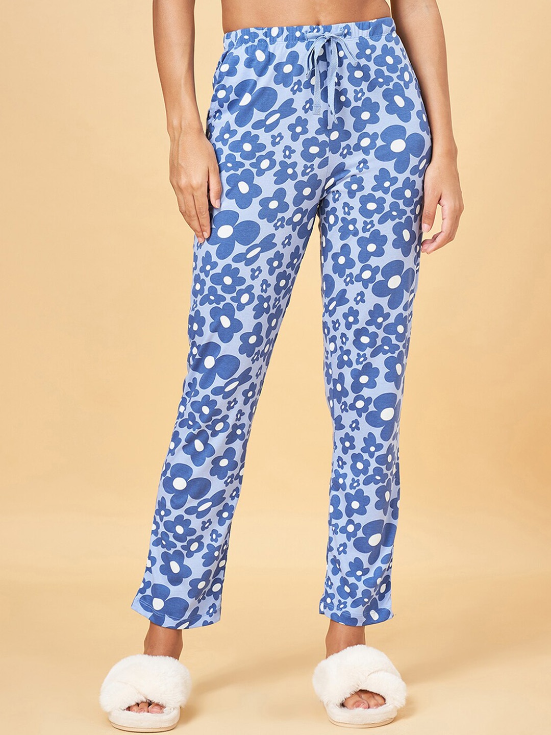 

Dreamz by Pantaloons Women Printed Cotton Lounge Pants, Blue