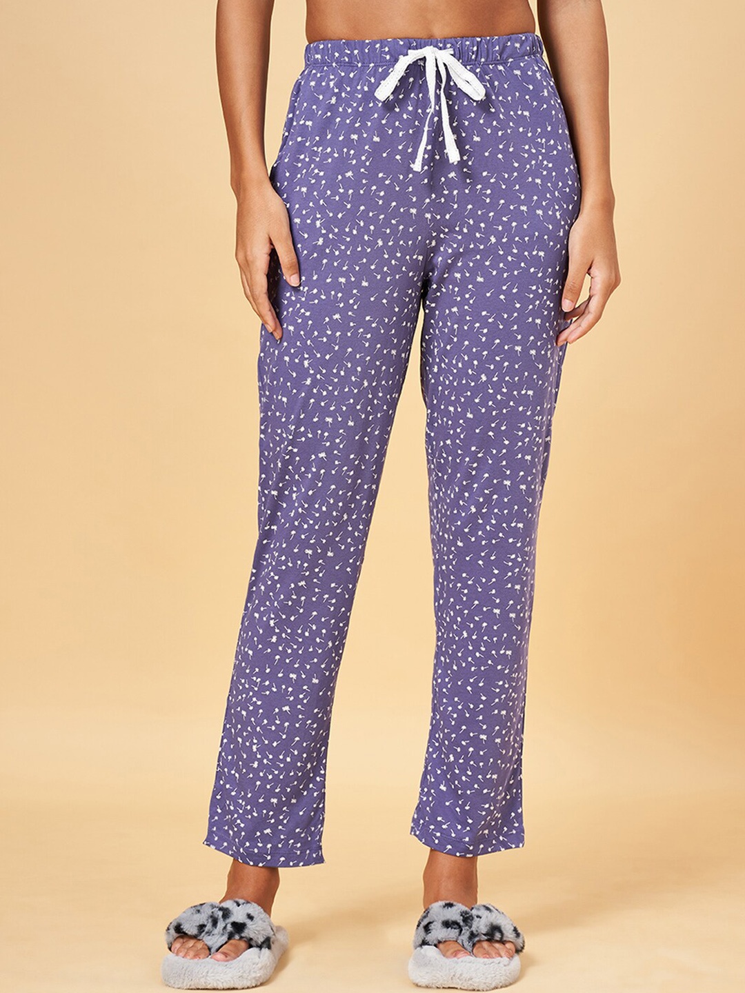 

Dreamz by Pantaloons Women Printed Cotton Lounge Pants, Purple