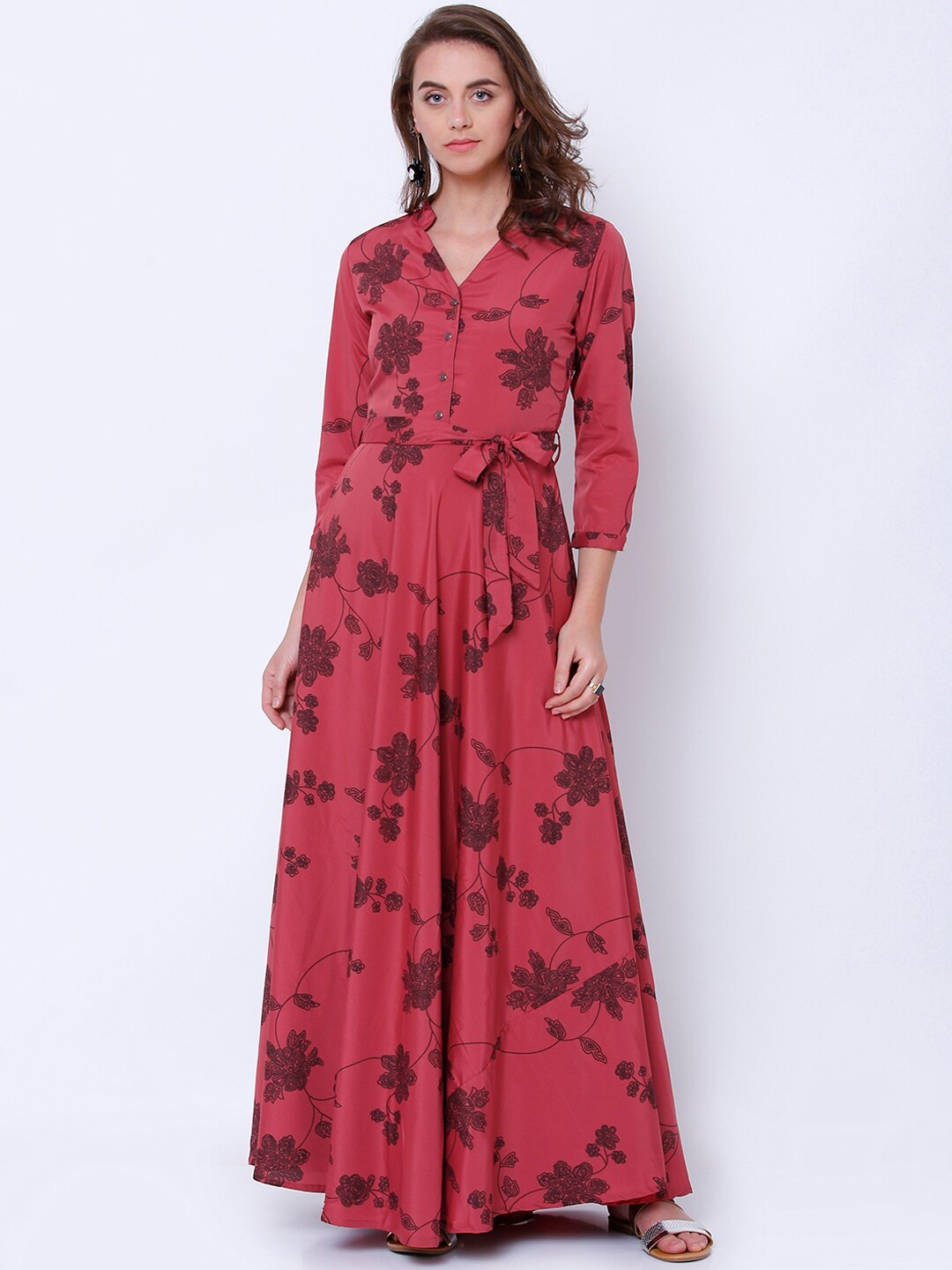 

Tokyo Talkies Women Pink Printed Maxi Dress