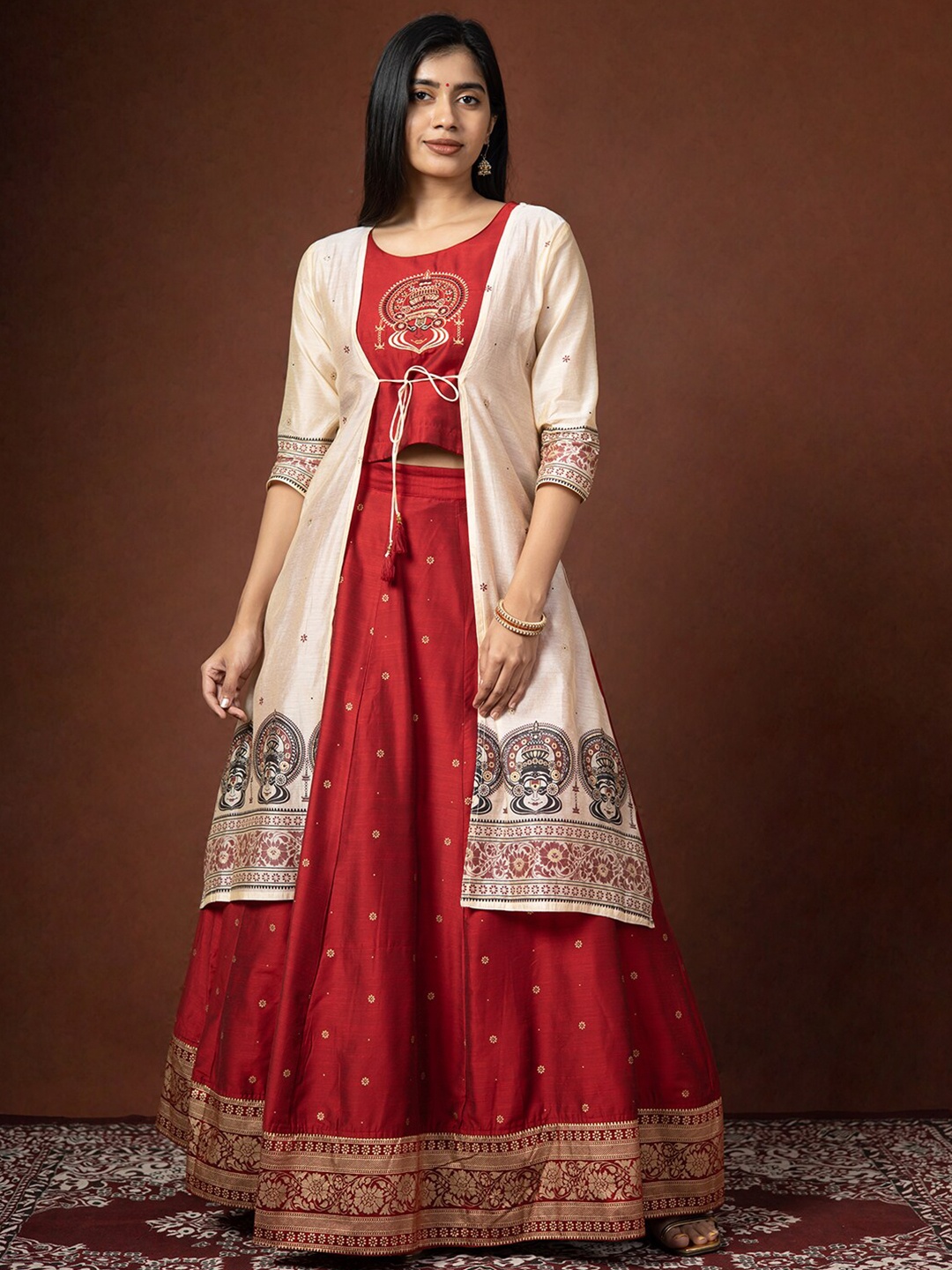 

Maybell Printed Ready to Wear Lehenga & Choli, Red