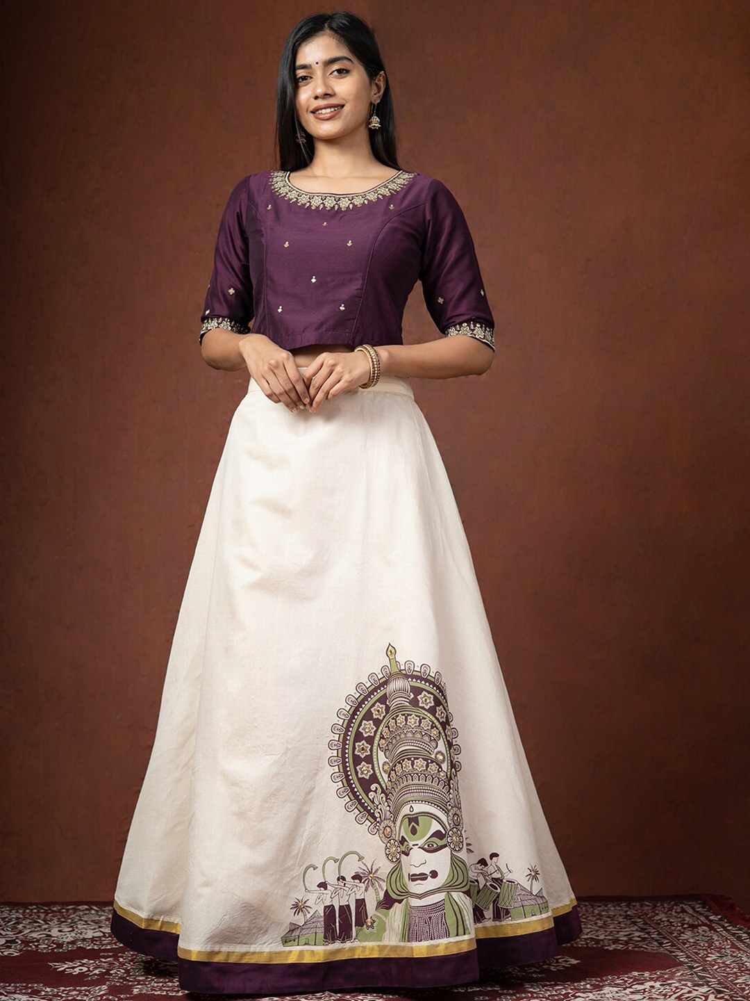 

Maybell Embroidered Thread Work Ready to Wear Lehenga & Choli, Magenta
