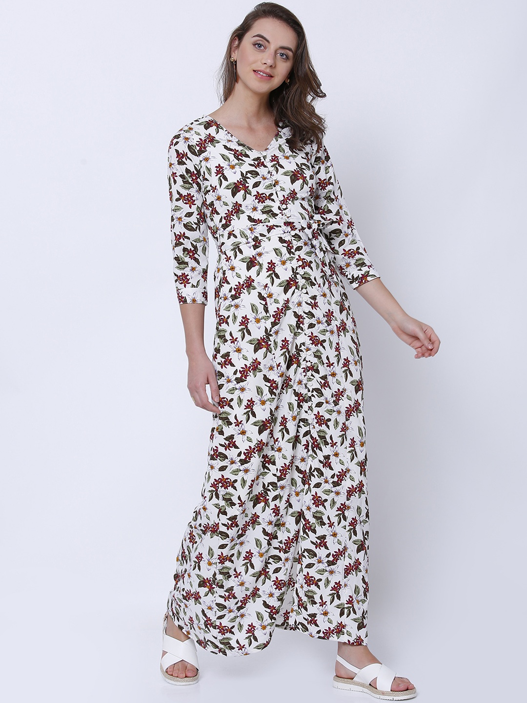 

Tokyo Talkies Women Off-White Printed Maxi Dress