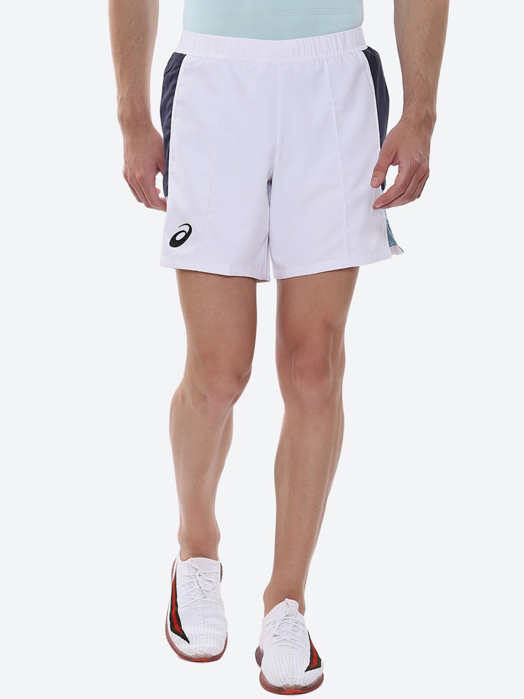 

ASICS Match 7In Colourblocked Mid Rise Above Knee Length Sports Shorts, White