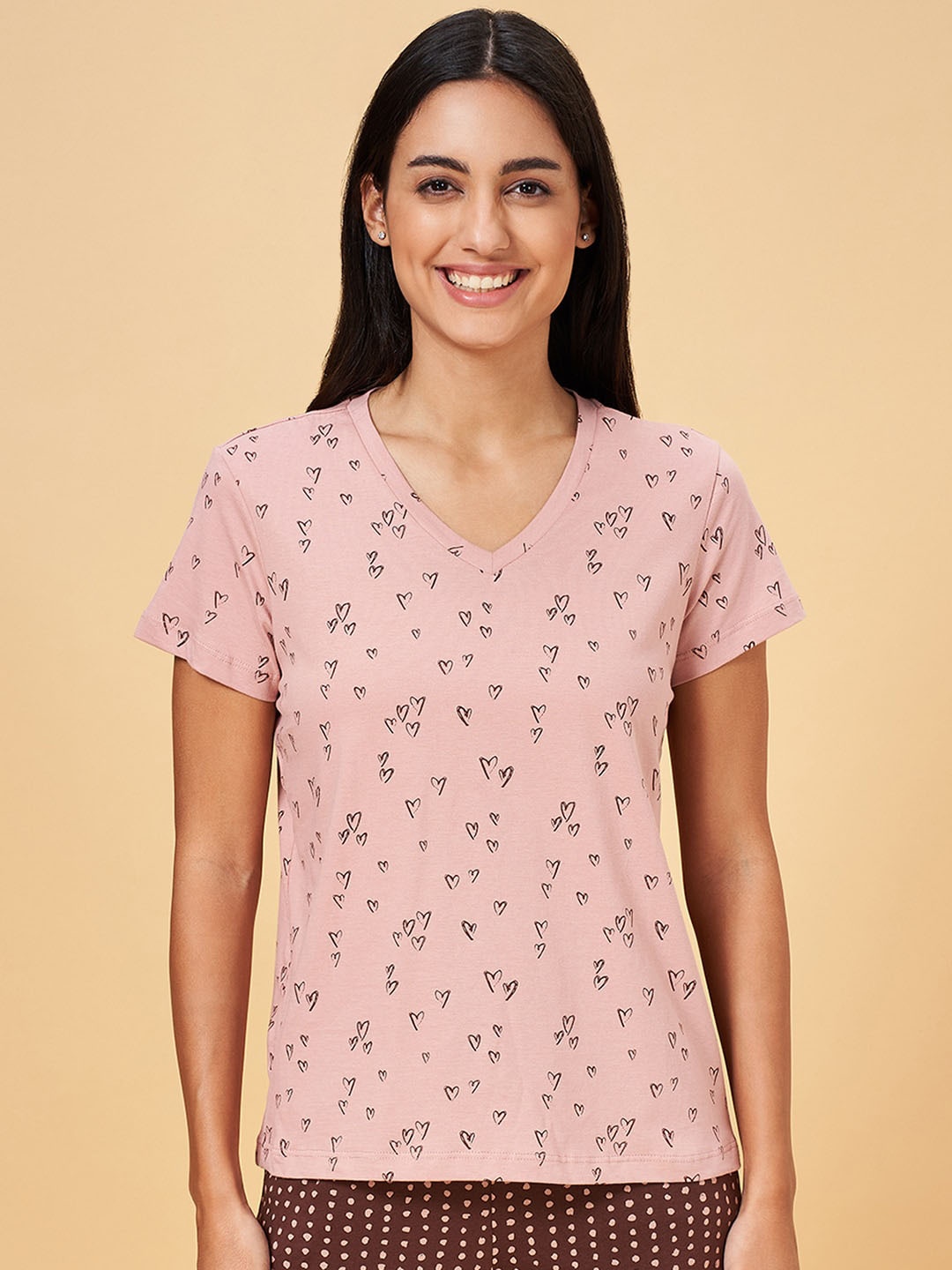 

Dreamz by Pantaloons Printed Cotton Lounge T-shirts, Pink